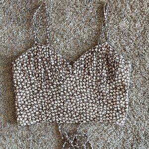 Floral Brown Open Back Top